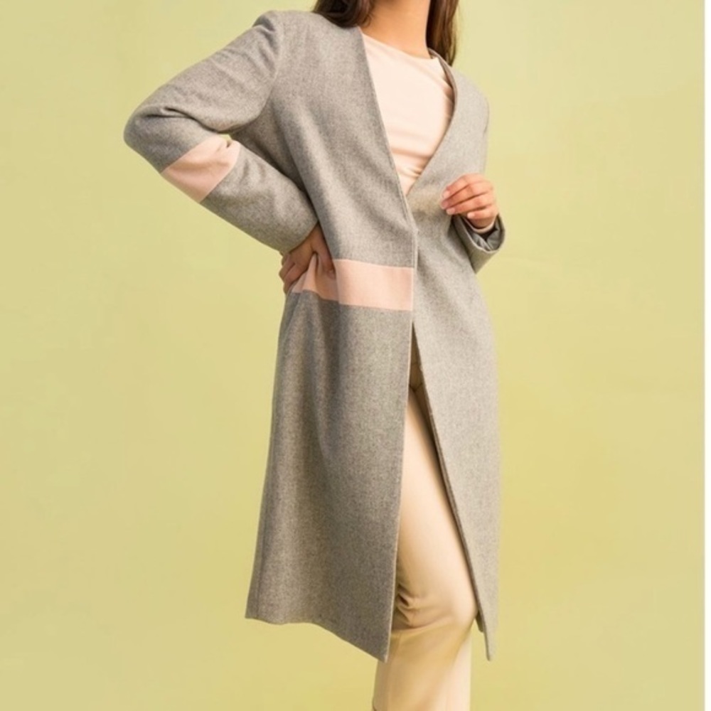 SOLD - Elliat Oversized V-Neck Slim Fit Wool One Button Jacket L
